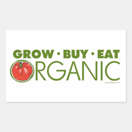 Sticker Rectangulaire Croissance, Acheter, Manger Bio (Devant)