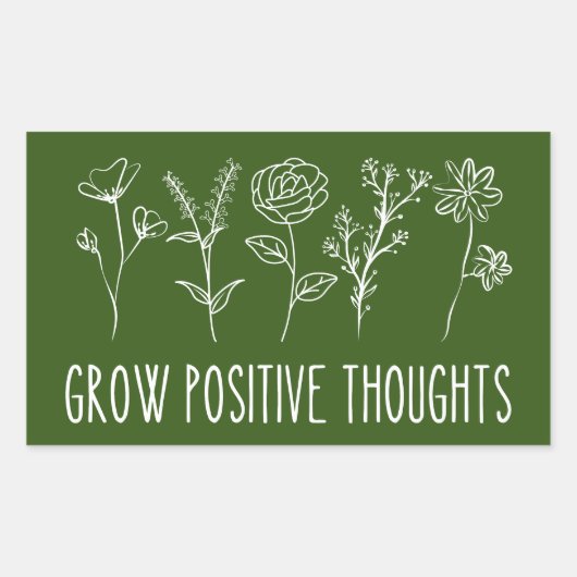Sticker Rectangulaire Croissance des pensées positives Esthétique (Devant)