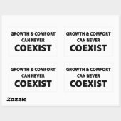 Sticker Rectangulaire Croissance Et Confort Ne Peuvent Jamais Coexister (Feuille)
