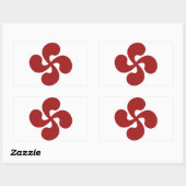 Sticker Rectangulaire Croix Basque Rouge Lauburu (Feuille)