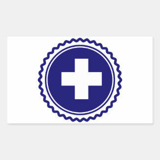 Sticker Rectangulaire Croix bleue des soins de santé du premier interven