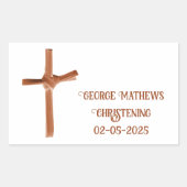 Sticker Rectangulaire Croix de Palme Christening et communion personnali (Devant)