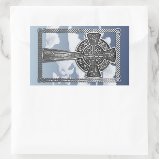 Sticker Rectangulaire Croix métallique usée (Sac)