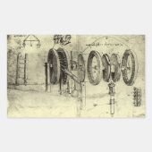 Sticker Rectangulaire Croquis d'ingénierie de Léonard de Vinci d'une rou (Devant)