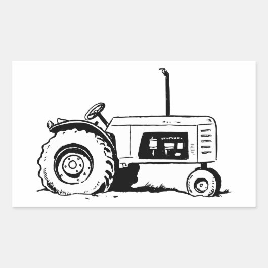 Sticker Rectangulaire Croquis du tracteur (Devant)