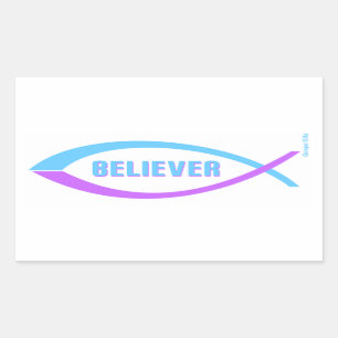 Sticker Rectangulaire Croyant Christian Fish design