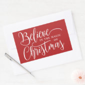 Sticker Rectangulaire Croyez en la magie du rouge de Noël (Enveloppe)
