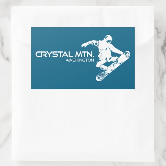 Sticker Rectangulaire Crystal Mountain Washington Snowboarder (Sac)