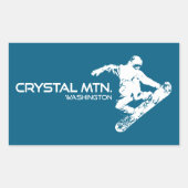Sticker Rectangulaire Crystal Mountain Washington Snowboarder (Devant)