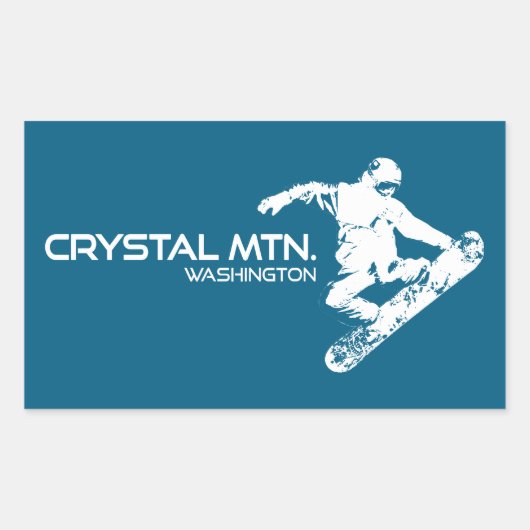Sticker Rectangulaire Crystal Mountain Washington Snowboarder (Devant)