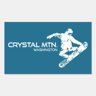 Sticker Rectangulaire Crystal Mountain Washington Snowboardeur