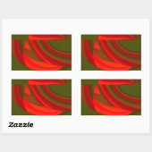 Sticker Rectangulaire Cubiste rouge et vert Abstrait (Feuille)