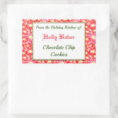 Sticker Rectangulaire Cuisine de vacances de Red Poinsettias Baking Stic (Sac)