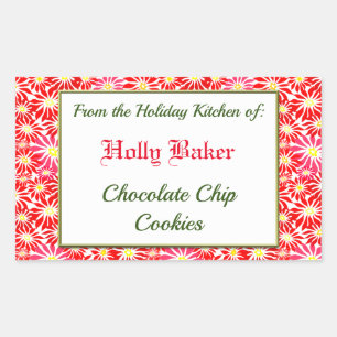 Sticker Rectangulaire Cuisine de vacances de Red Poinsettias Baking Stic