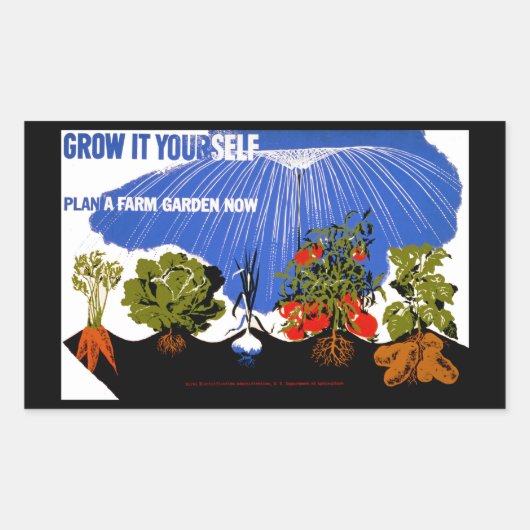 Sticker Rectangulaire Cultiver soi-même ~ Plante un jardin agricole main (Devant)