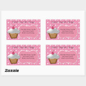 Sticker Rectangulaire Cupcake Business ou Box Étiquette, rose et blanc (Feuille)