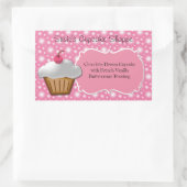 Sticker Rectangulaire Cupcake Business ou Box Étiquette, rose et blanc (Sac)