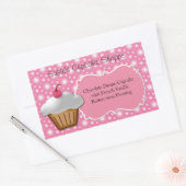 Sticker Rectangulaire Cupcake Business ou Box Étiquette, rose et blanc (Enveloppe)