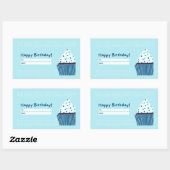 Sticker Rectangulaire Cupcake d'anniversaire bleu (Feuille)
