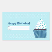 Sticker Rectangulaire Cupcake d'anniversaire bleu (Devant)