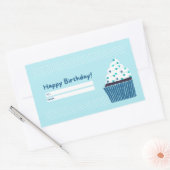Sticker Rectangulaire Cupcake d'anniversaire bleu (Enveloppe)