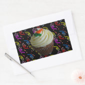 Sticker Rectangulaire Cupcake de carottes avec Confetti (Enveloppe)
