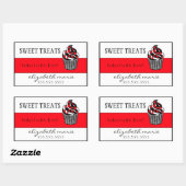 Sticker Rectangulaire Cupcake des Coeurs rouges (Feuille)