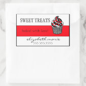 Sticker Rectangulaire Cupcake des Coeurs rouges (Sac)