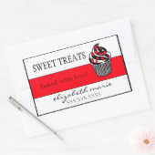 Sticker Rectangulaire Cupcake des Coeurs rouges (Enveloppe)