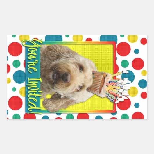 Sticker Rectangulaire Cupcake d'invitation - GoldenDoodle (Devant)