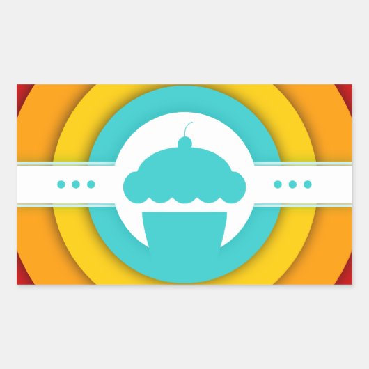 Sticker Rectangulaire cupcake rétro (Devant)