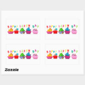 Sticker Rectangulaire Cupcakes de Joyeux Anniversaire (Feuille)