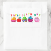 Sticker Rectangulaire Cupcakes de Joyeux Anniversaire (Sac)