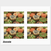 Sticker Rectangulaire Cupcakes de Noël avec arroses (Feuille)