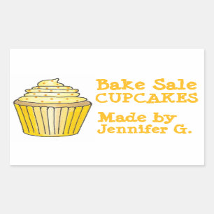 Sticker Rectangulaire Cupcakes De Vente De Gâteaux Personnalisés Cuits A