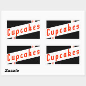 Sticker Rectangulaire cupcakes rétro (Feuille)