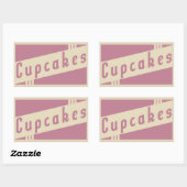 Sticker Rectangulaire cupcakes rétro (Feuille)