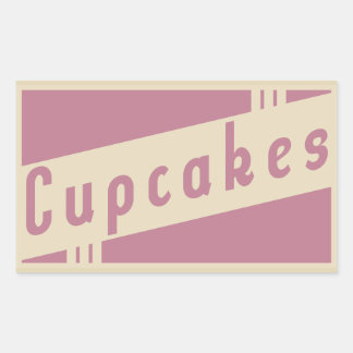 Sticker Rectangulaire cupcakes rétro