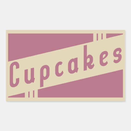 Sticker Rectangulaire cupcakes rétro (Devant)