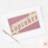 Sticker Rectangulaire cupcakes rétro (Enveloppe)