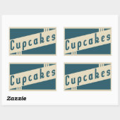 Sticker Rectangulaire cupcakes rétro (Feuille)