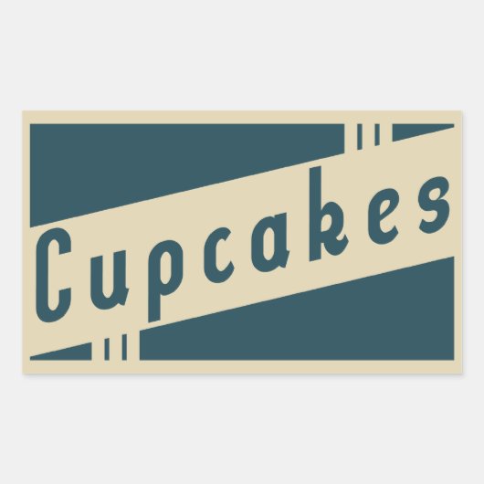 Sticker Rectangulaire cupcakes rétro (Devant)