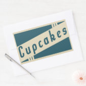 Sticker Rectangulaire cupcakes rétro (Enveloppe)