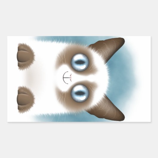 Sticker Rectangulaire Curieux Siamese Kitten (Devant)