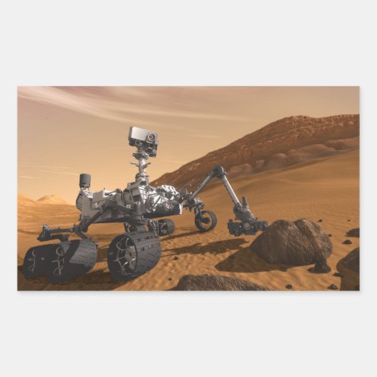 Sticker Rectangulaire Curiosity : Le Rover de Mars (Devant)
