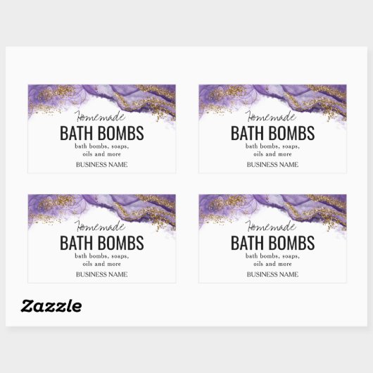 Sticker Rectangulaire Custom Bath Bomb Label Template – Editable Logo & (Feuille)