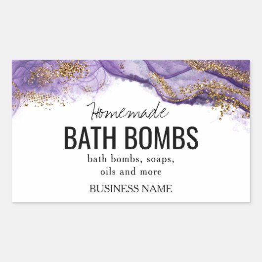 Sticker Rectangulaire Custom Bath Bomb Label Template – Editable Logo & (Devant)