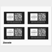Sticker Rectangulaire Custom Black Business Logo and Website QR Code (Feuille)