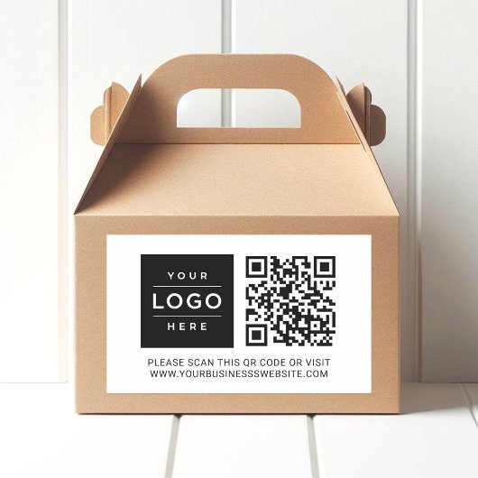 Sticker Rectangulaire Custom Business Logo and Website QR Code