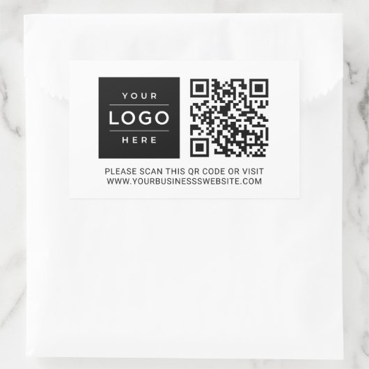 Sticker Rectangulaire Custom Business Logo and Website QR Code (Sac)